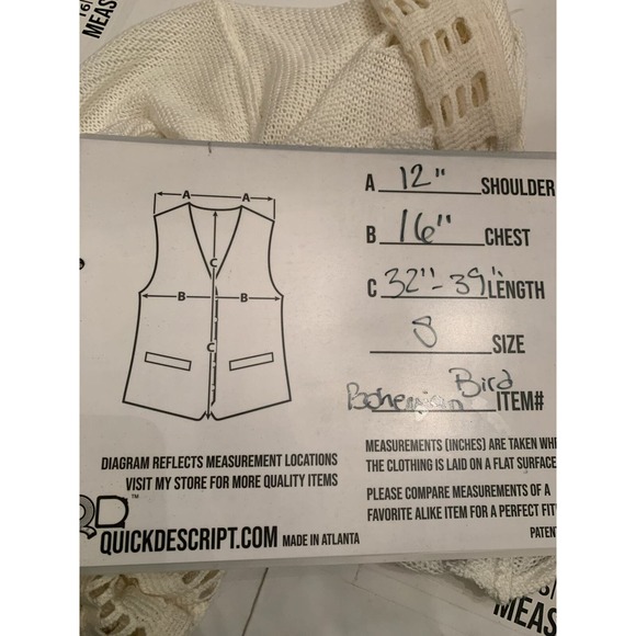 Bohemian Bird cream crochet asymmetric duster vest size small - Picture 6 of 9